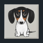 Piebald Dackel | Niedlicher Welpenhundemagnet Magnet<br><div class="desc">Ein lustiger Kühlschrankmagnet für Piebalds Dackel Liebhaber. Schwarze,  braune und weiße Dackel. Besuchen Sie Jenn's Doodle World für noch mehr Accessoires für Zuhause und Büro mit diesem lustigen Hund und originelleren Dackel Hund Designs.</div>