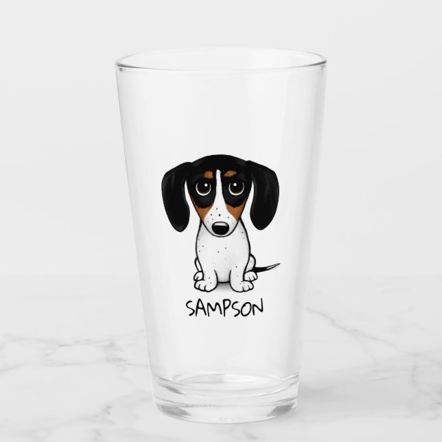 Piebald Dackel Niedliches Welpenhunte Custom Glass Glas (Vorderseite)