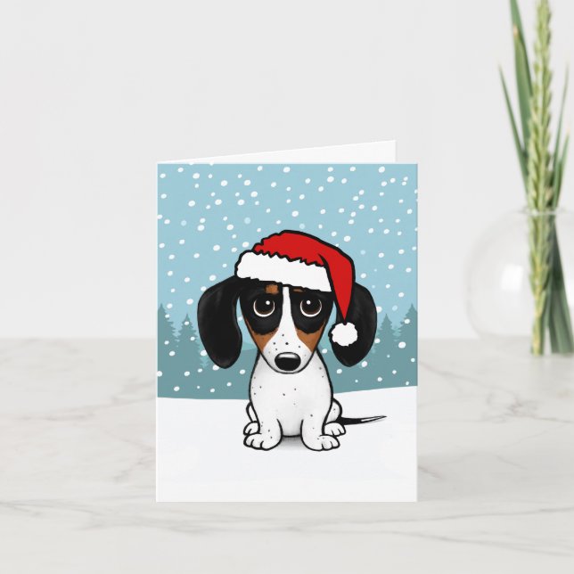 Piebald Dackel Santa Dackel Dog Weihnachten (Vorderseite)