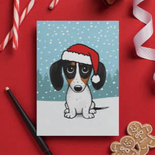 Piebald Dackel Santa Niedliche Dackel Dog Weihnach Feiertagskarte