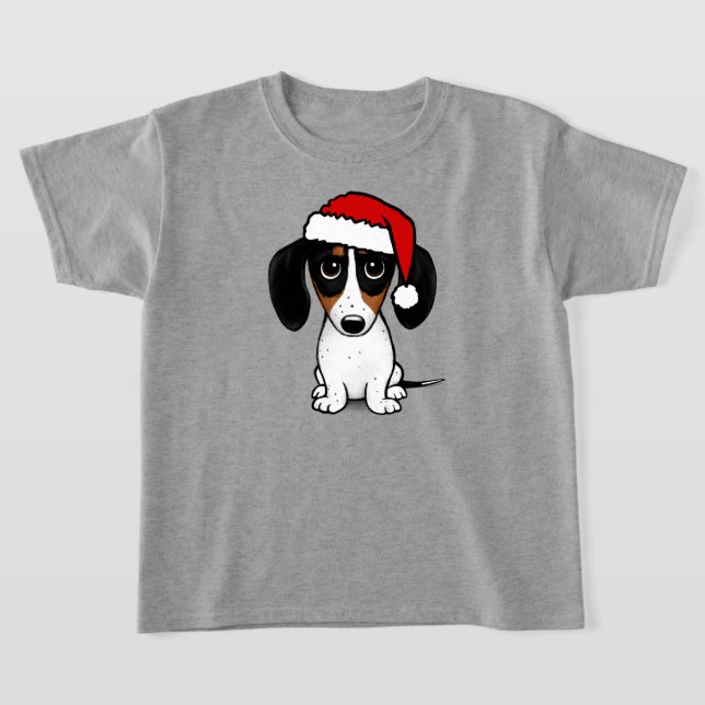 Piebald Dackel Santa Niedliche Dackel Hund T-Shirt (Ablage )