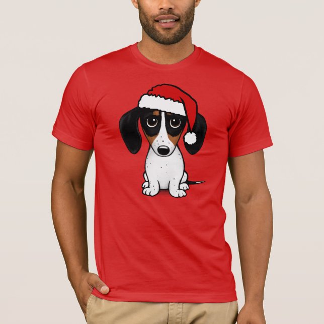 Piebald Dackel Santa Niedliche Dackel Hund T-Shirt (Vorderseite)