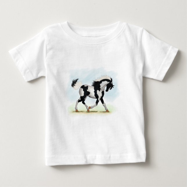 Piebald Overo Pinto Pferd Baby T-shirt (Vorderseite)