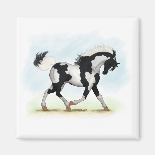 Piebald Overo Pinto Pferd Magnet (Vorne)