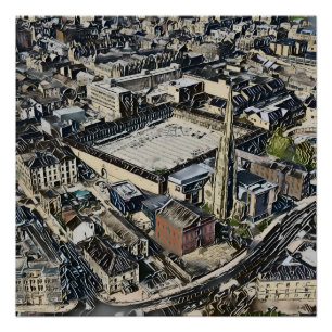 Piece Hall & Square Church Spire, Halifax Kunst Poster