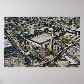 Piece Hall & Square Church Spire, Halifax Kunst Poster
