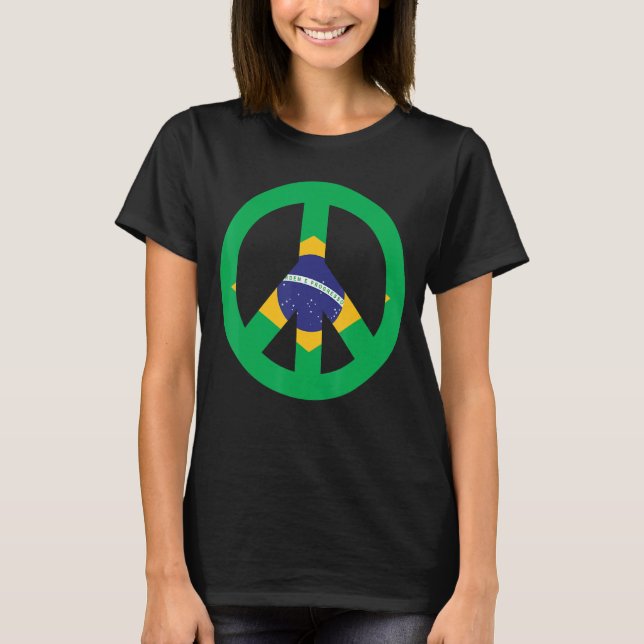 Piece Sign Brazil Flag T-Shirt (Vorderseite)