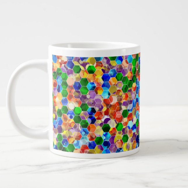 Piecewise Horizontal Hexagons Dot 20oz Tasse (Links)