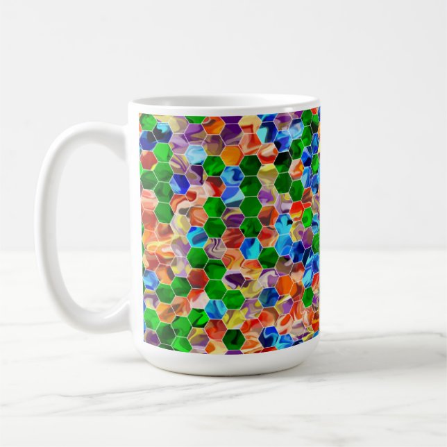 Piecewise Horizontal Hexagons Swirl 15oz Tasse (Links)
