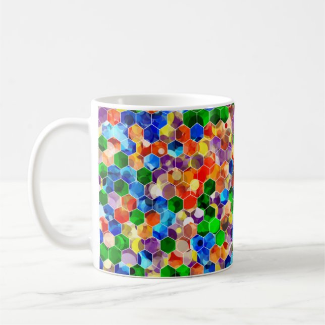 Piecewise Vertikale Hexagons Dot 11oz Tasse (Links)