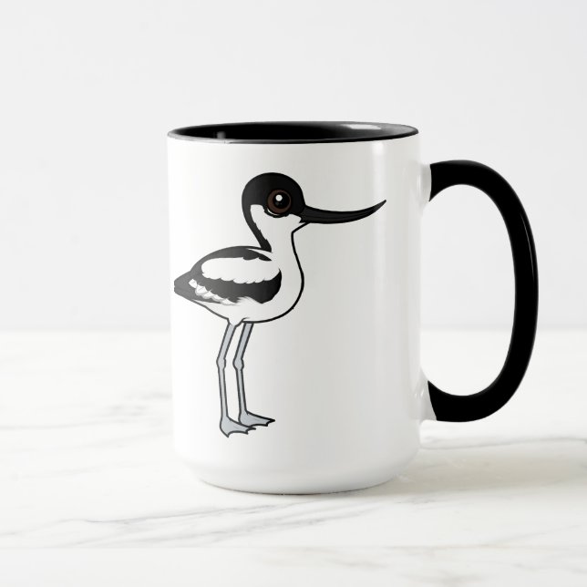 Pied Avocet Niedlich Birdorable Cartoon Bird Tasse (Rechts)