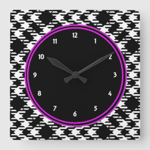 Pied de Poule Quadratische Wanduhr