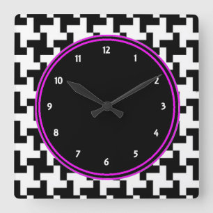 Pied de Poule Wall Clock Quadratische Wanduhr