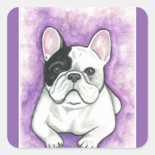 Pied French Bulldog lila Aufkleber