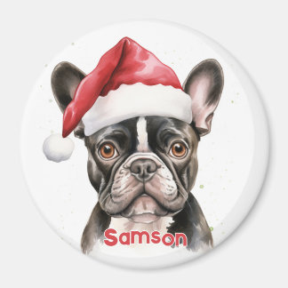 Pied Schwarz-weiß French Bulldog Christmas Magnet