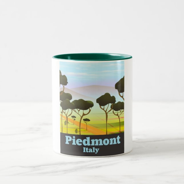 Piemont Italien Reiseplakat Zweifarbige Tasse (Mittel)
