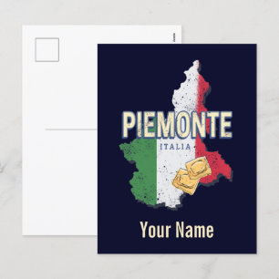 Piemont Italien Retro Region Karte Vintage Pasta