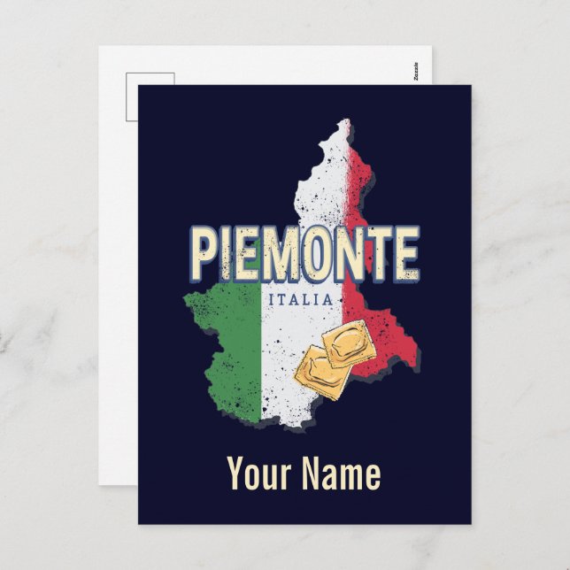 Piemont Italien Retro Region Karte Vintage Pasta (Vorne/Hinten)
