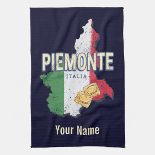 Piemont Italien Retro Region Karte Vintage Pasta Geschirrtuch
