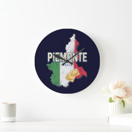 Piemont Italien Retro Region Karte Vintage Pasta Große Wanduhr