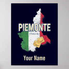 Piemont Italien Retro Region Karte Vintage Pasta Poster