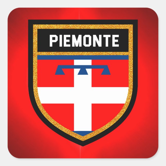 Piemonte Flag Quadratischer Aufkleber (Vorderseite)