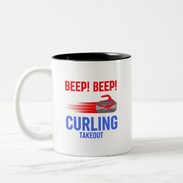 Piep! Piep! Curling Takeout Zweifarbige Tasse (Links)