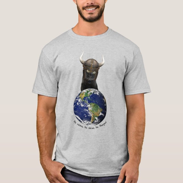 Piepen Sie den Eroberer/den Wikinger-Katzen-T - T-Shirt (Vorderseite)