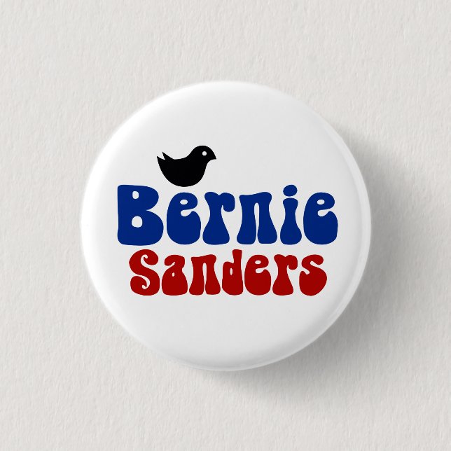 Piepmatz-Sandpapierschleifmaschinen Retro Bernie Button (Vorderseite)