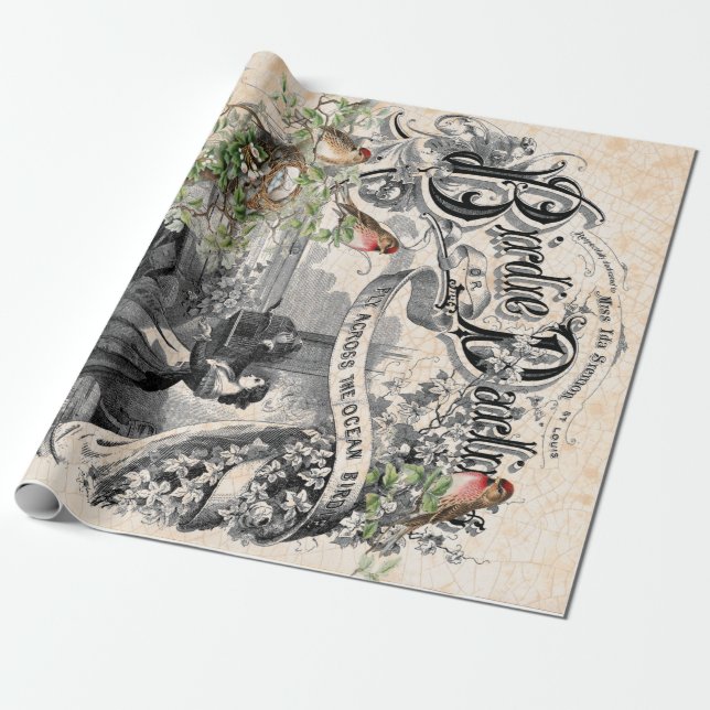 Piepmatz süßes Decoupage Plakat Geschenkpapier (Ungerollt)