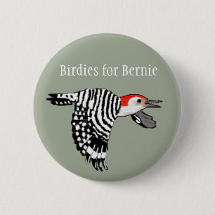Piepmätze für Bernie! - Rot-Aufgeblähter Specht Button