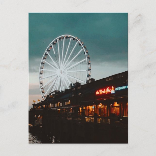 Pier 57, Seattle, Washington Feiertagspostkarte (Vorderseite)