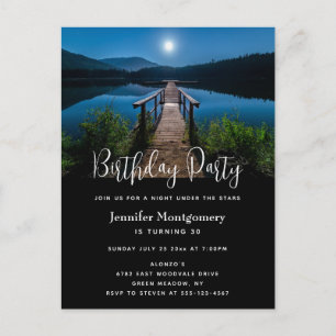 Pier bei Nacht mit Vollmond Einladung zum Geburtst