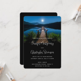 Pier bei Nacht unter einer Vollmondhochzeit Einladung