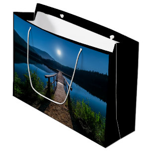 Pier bei Nacht unter Vollmond Große Geschenktüte
