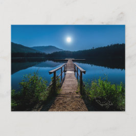 Pier bei Nacht unter Vollmond Postkarte
