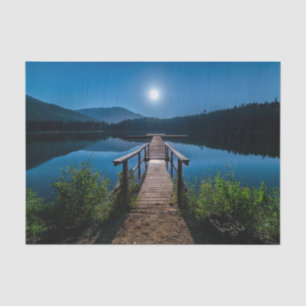 Pier bei Nacht unter Vollmond Seidenpapier