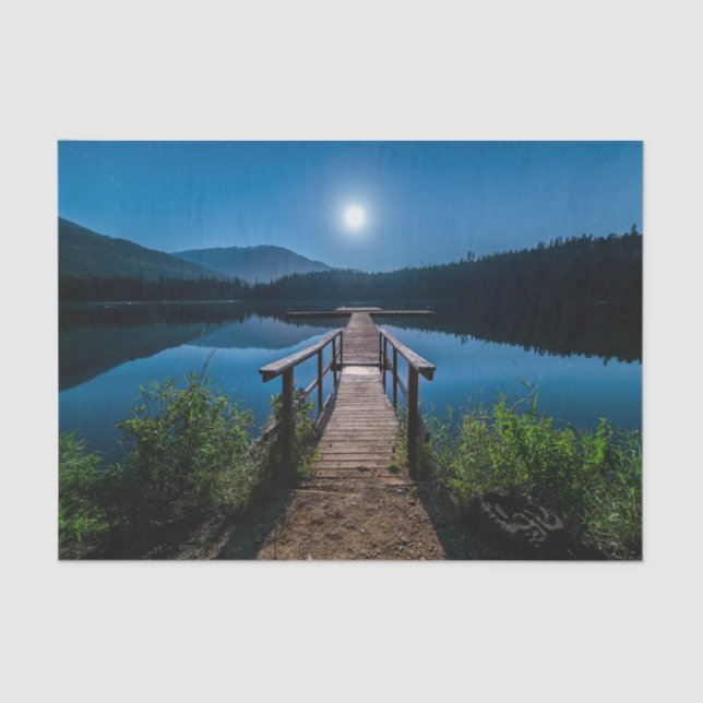 Pier bei Nacht unter Vollmond Seidenpapier (Vorderseite)