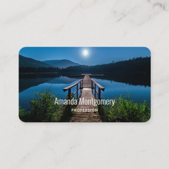 Pier bei Nacht unter Vollmond Visitenkarte (Vorderseite)