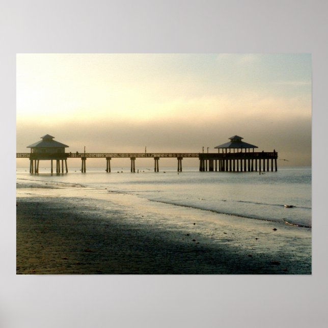 Pier bei Sunrise, Ft Myers FL Poster (Vorne)