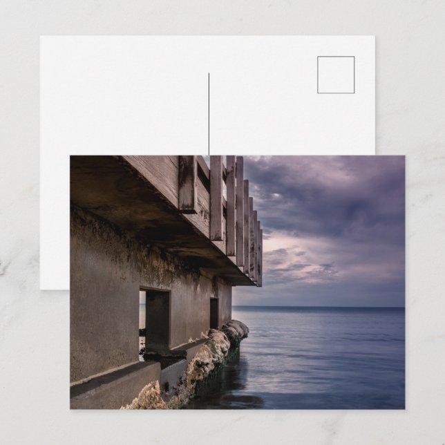 Pier Deck bei Sonnenuntergang Postkarte (Vorne/Hinten)