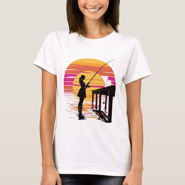 Pier Fishing Girl T-Shirt (Vorderseite)