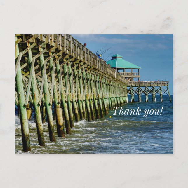 Pier Fishing Vielen Dank Postcard Postkarte (Vorderseite)