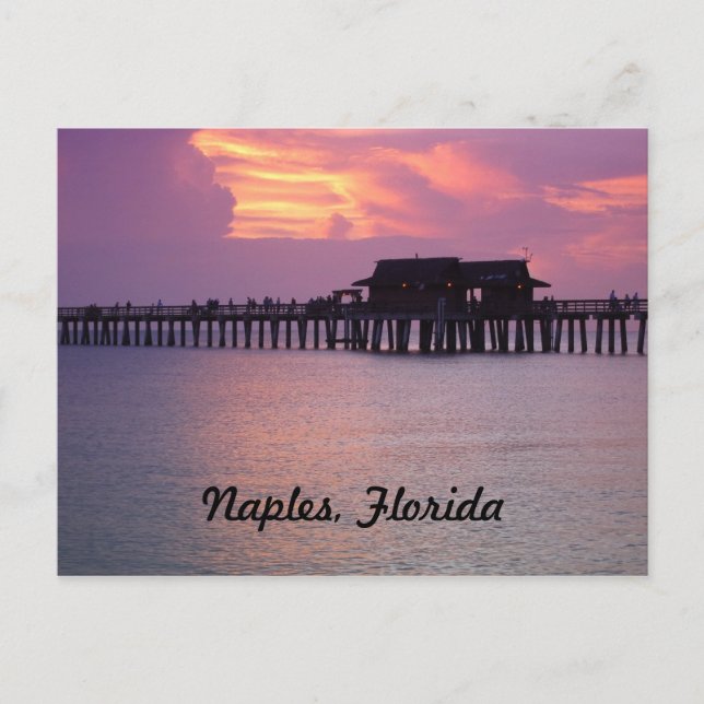 Pier in Neapel, Florida bei Sonnenuntergang Postkarte (Vorderseite)