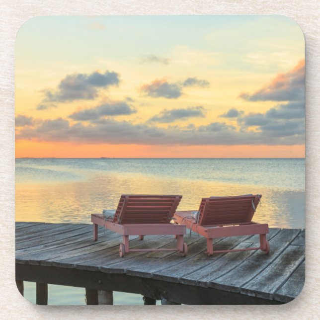 Pier mit Blick auf den Ozean, Belize Getränkeuntersetzer (Vorderseite)