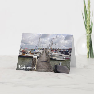 Pier mit Booten und Yachten in Marken Niederlande Feiertagskarte