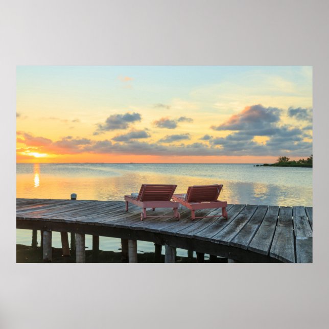 Pier mit Meerblick, Belize Poster (Vorne)