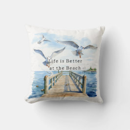 Pier Ocean Strand Vögel Kissen