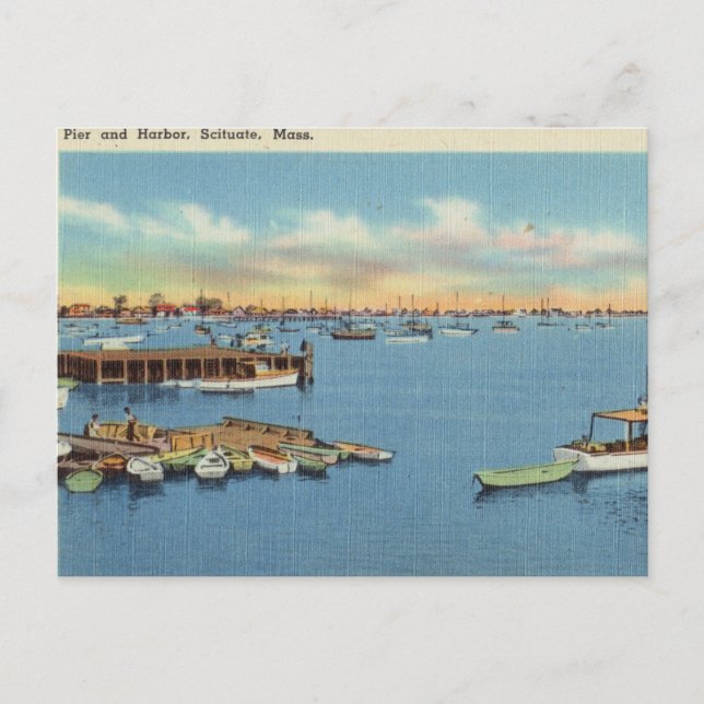 Pier und Hafen, Scituate, Massachusetts Postkarte (Vorderseite)