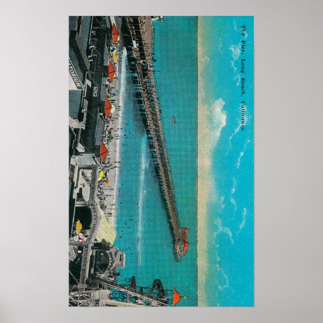 Pier und Strand und Long Beach Poster (Vorne)